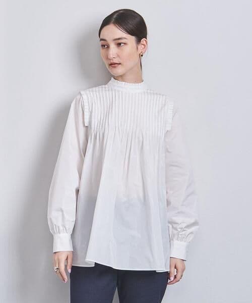 美品UNITED ARROWS Pタフタフリルハイネックブラウス