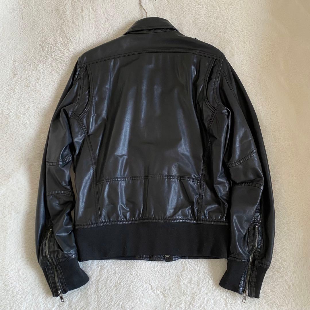 00s diesel レザージャケット　ミリタリー　ブラック　ラムレザー　M