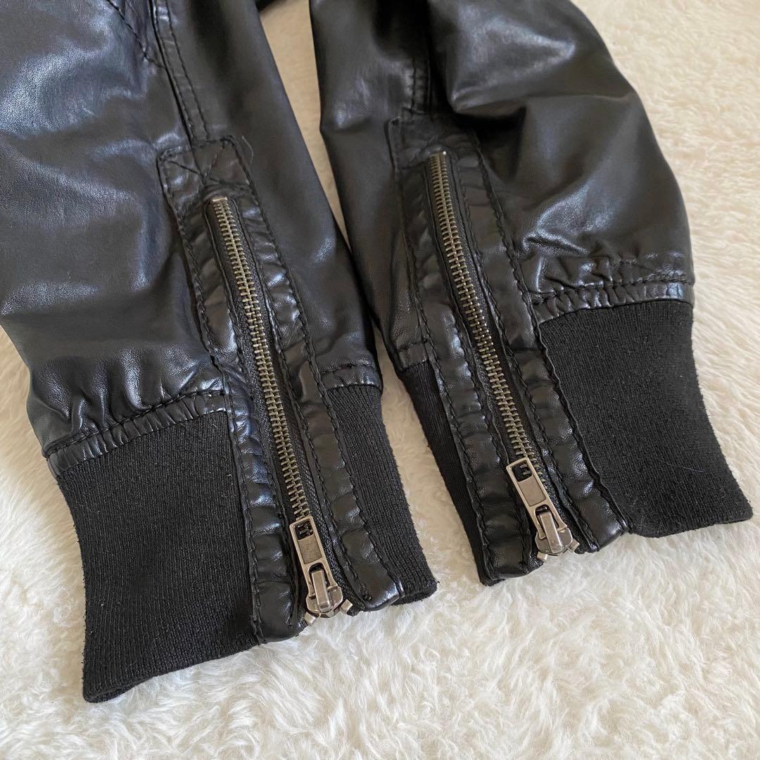 00s diesel レザージャケット　ミリタリー　ブラック　ラムレザー　M