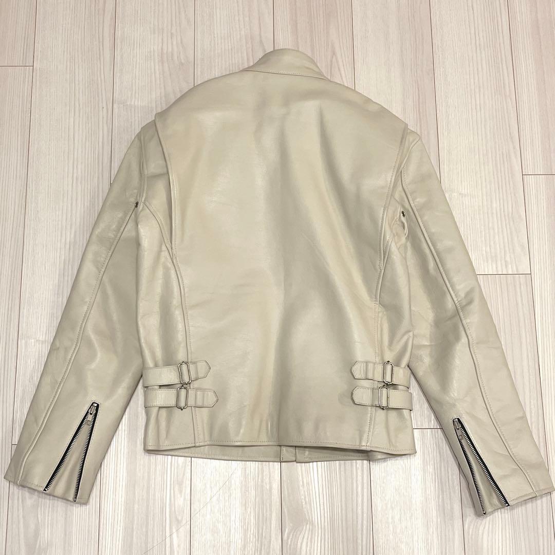 希少 HORN WORKS アイボリー シングルライダース 牛革 3L