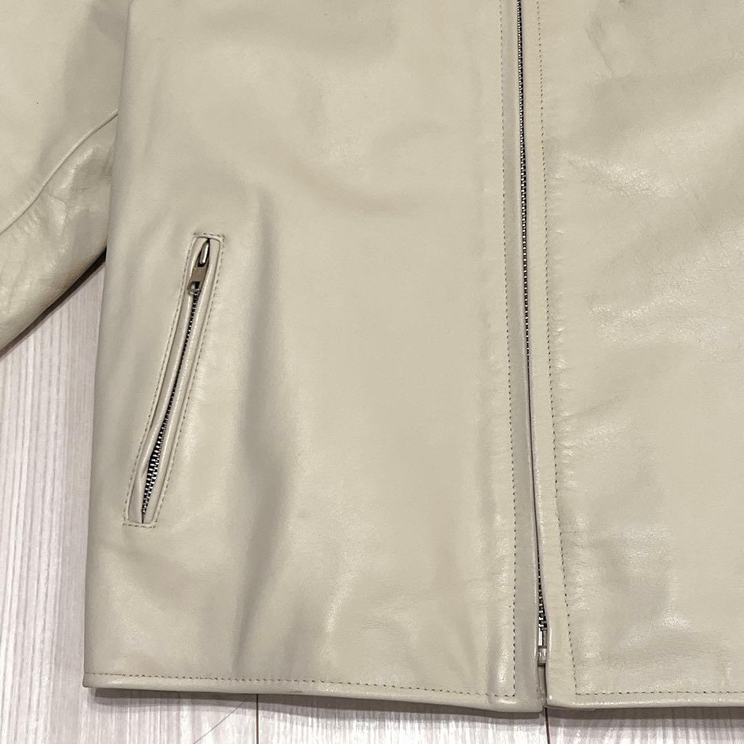 希少 HORN WORKS アイボリー シングルライダース 牛革 3L