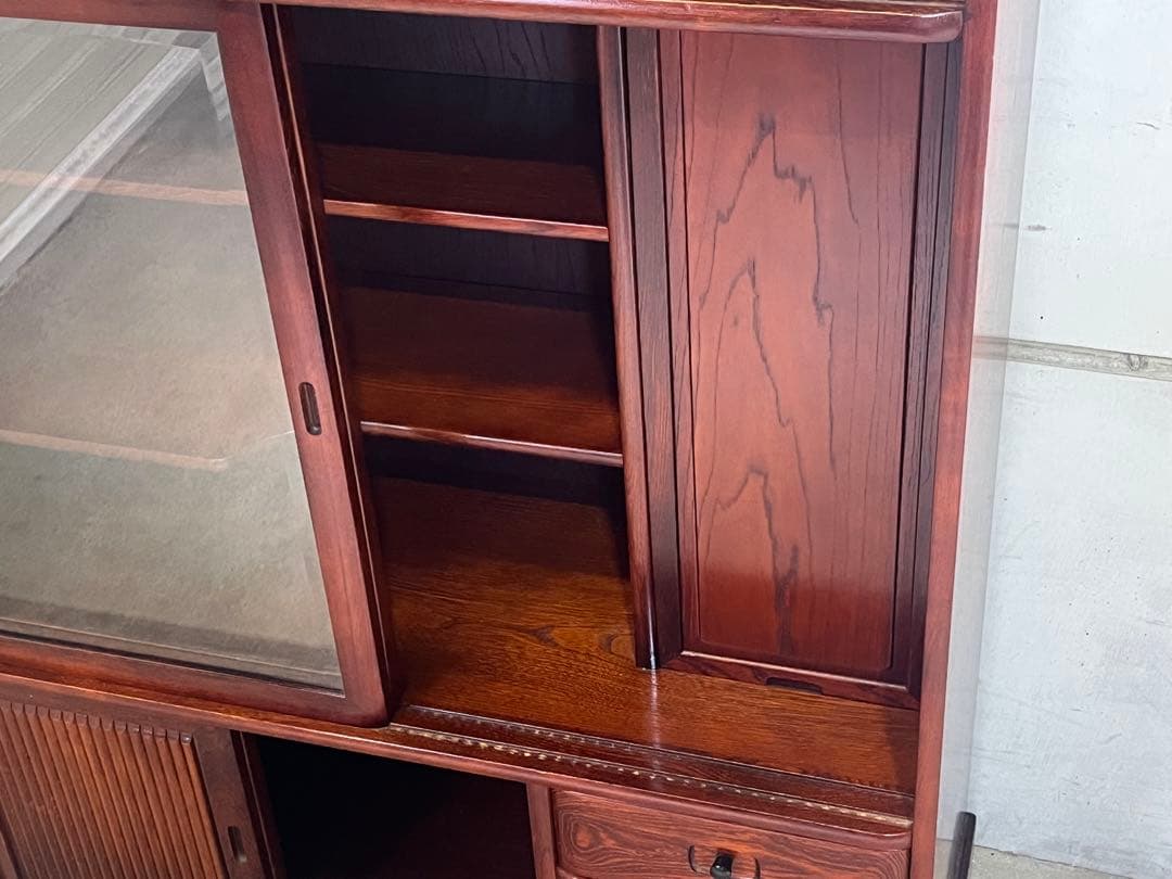 karimoku 木製 水屋箪笥 食器棚 飾り棚 カリモク短冊箱付き