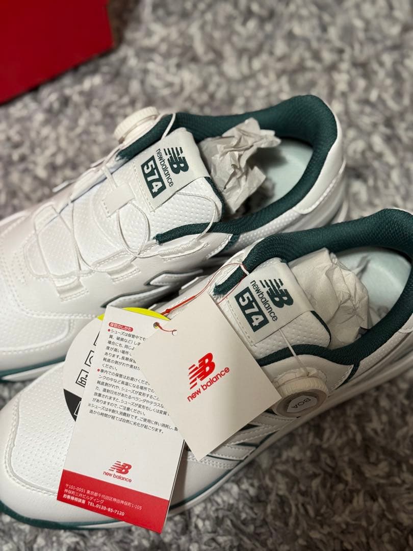 New Balance 574 ゴルフシューズ ホワイト/グリーン