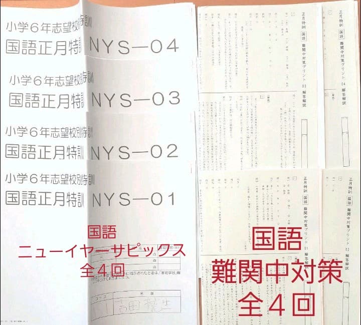 2019年度 サピックス 正月特訓 全4日分難関中、慶應中等部対策・慶應系対策