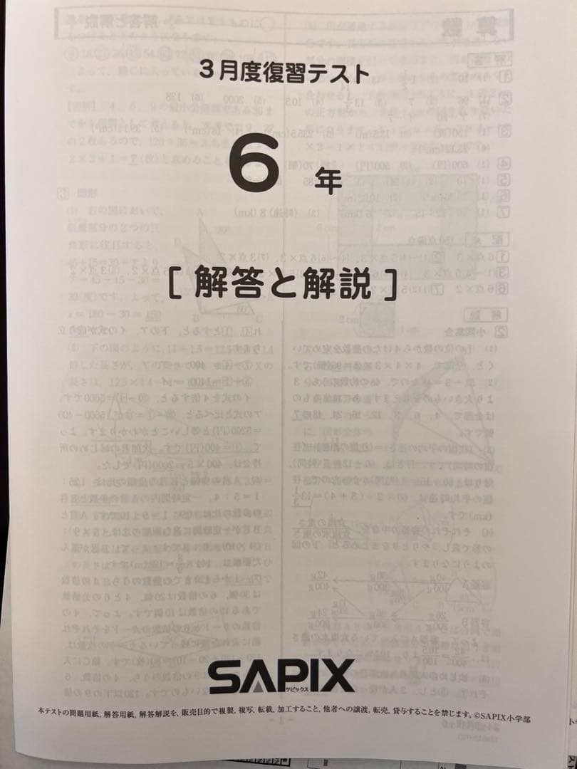 2024年SAPIX 6年生 テスト解答と解説集(全部12回分)