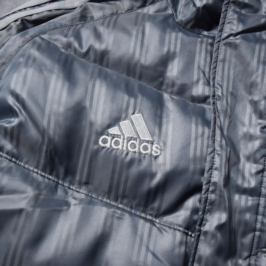 【美品】adidas ロングダウンベンチコート シルバーグレー ユニセックス S