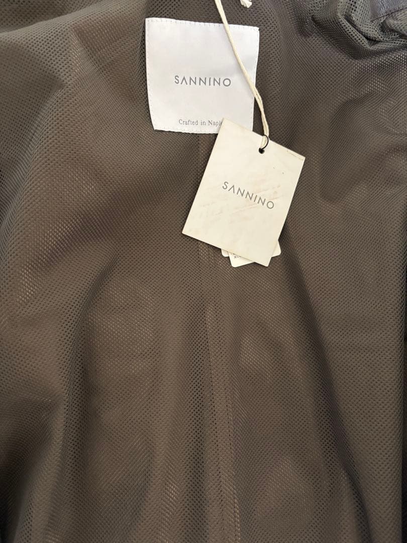 かず美品 SANNINO コンビレザージャケット 50 ブラウン