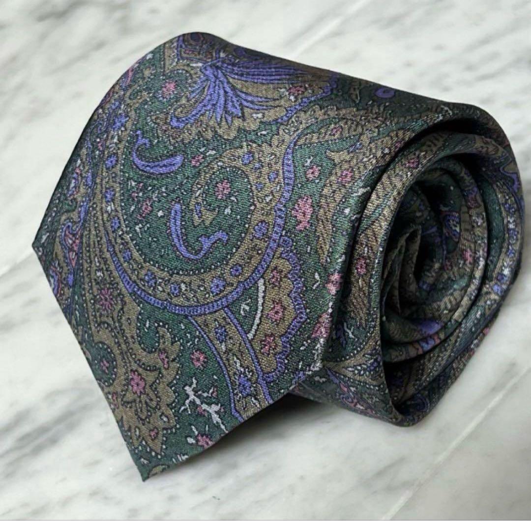 Ermenegildo Zegna ネクタイ ペイズリー柄 グリーン系