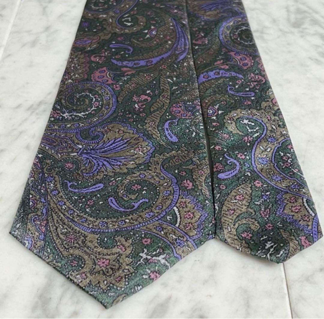 Ermenegildo Zegna ネクタイ ペイズリー柄 グリーン系