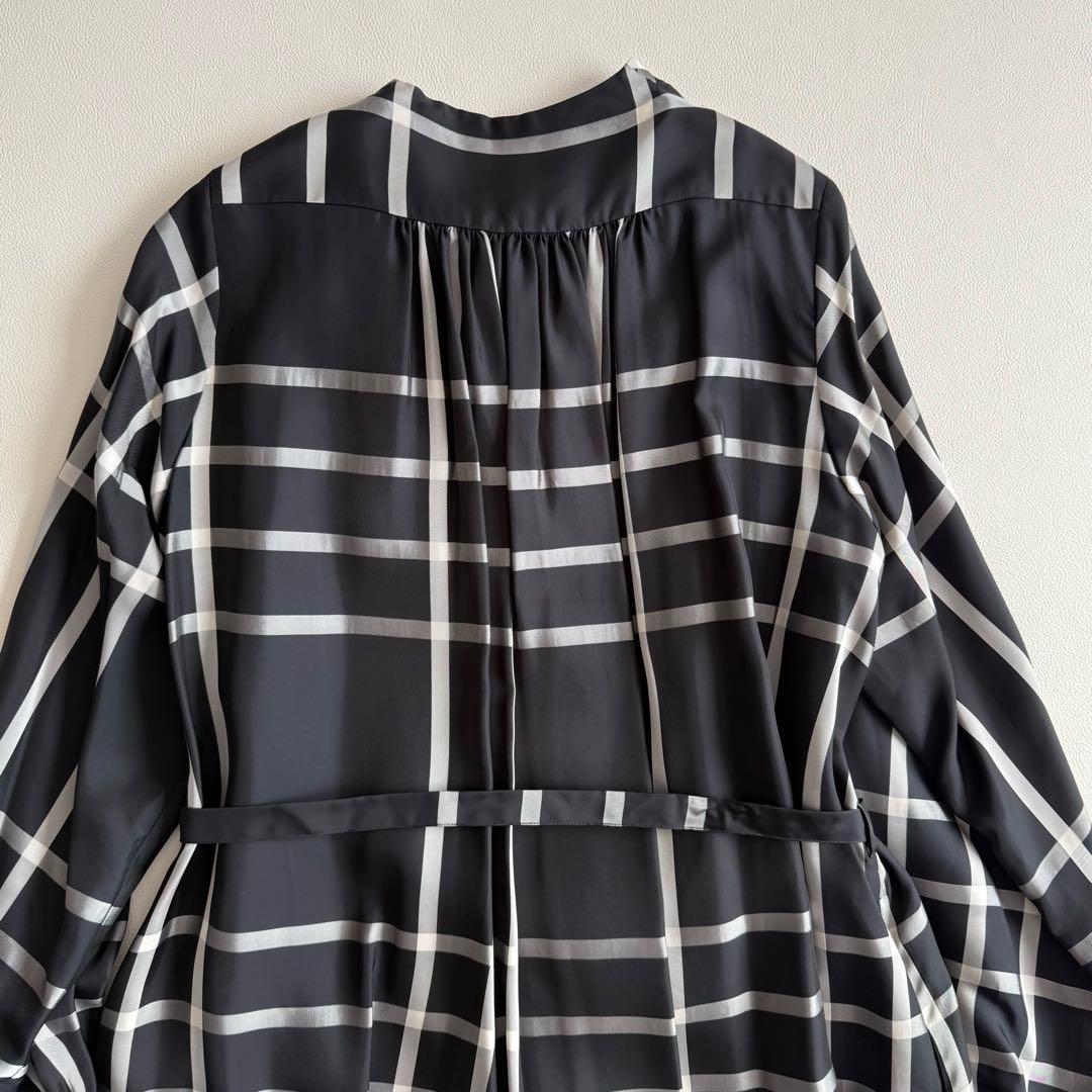 美品　ハイク　チェック　ドレス　ボウタイ　ワンピース　キュプラ　黒　1