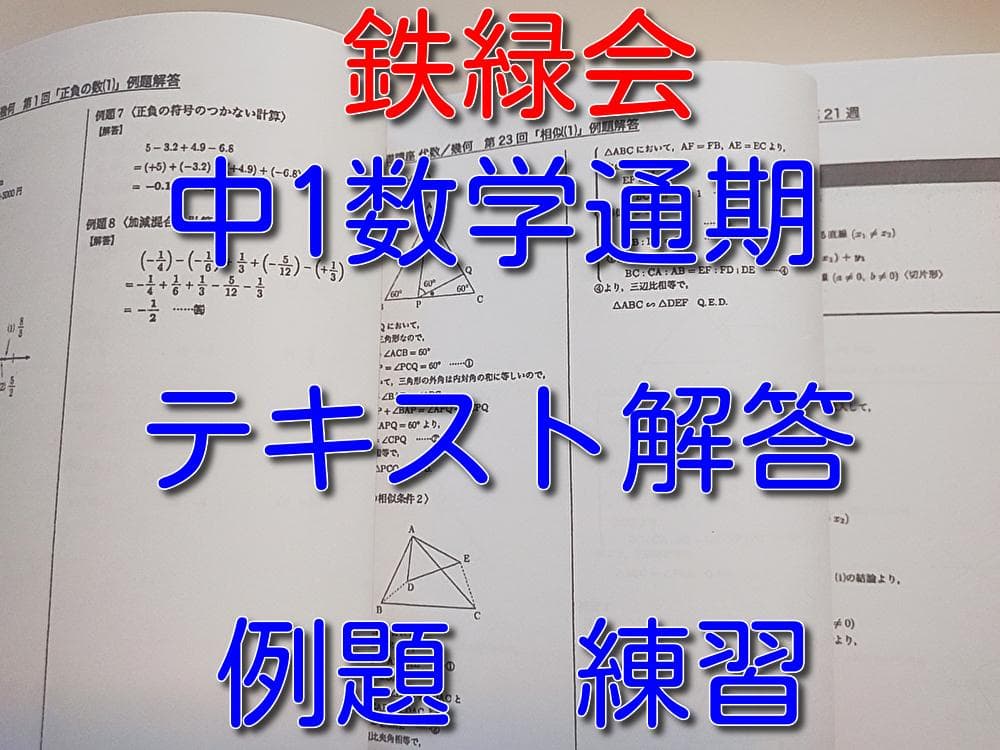 鉄緑会による中1数学テキスト解答通期　駿台　河合塾　東進　Z会