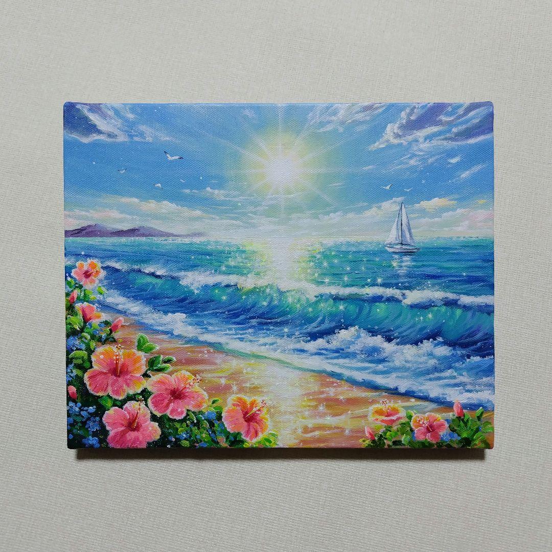N*a様 【陽光】アクリル画 F3 風景画 絵画 海の絵