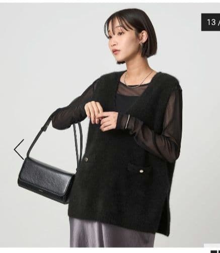 ✦極美品人気完売品✦グリーンレーベル　フォックスヘアリーニットベスト 黒