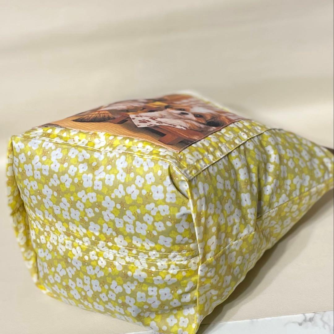 和室のお掃除はお任せ！ほうきを持つシーズーが愛おしいhandmadeエコバッグ