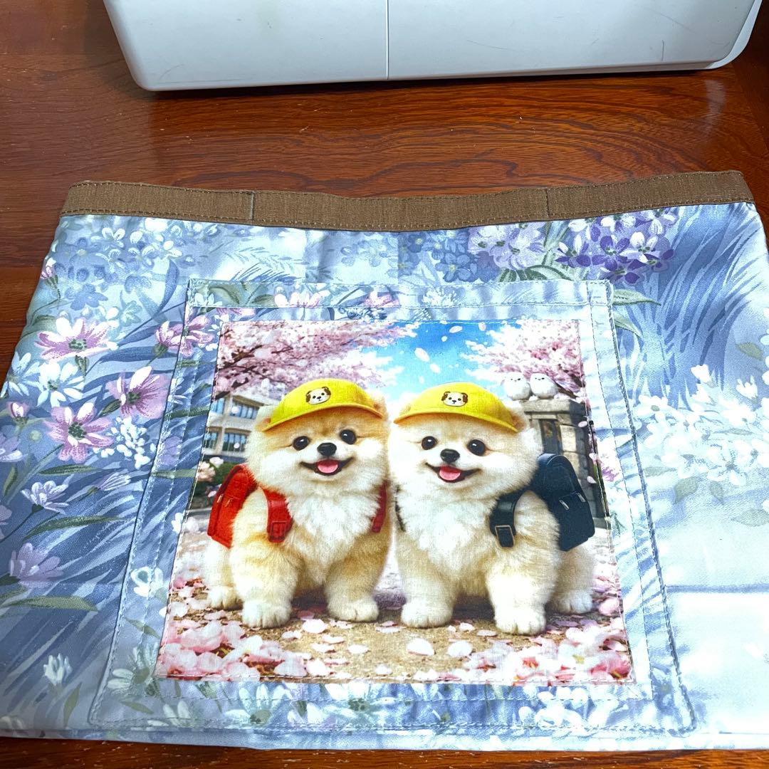 和室のお掃除はお任せ！ほうきを持つシーズーが愛おしいhandmadeエコバッグ