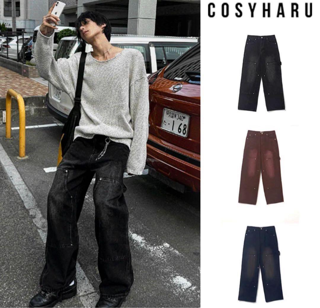 COSYHARU ブラックデニム ワークパンツ