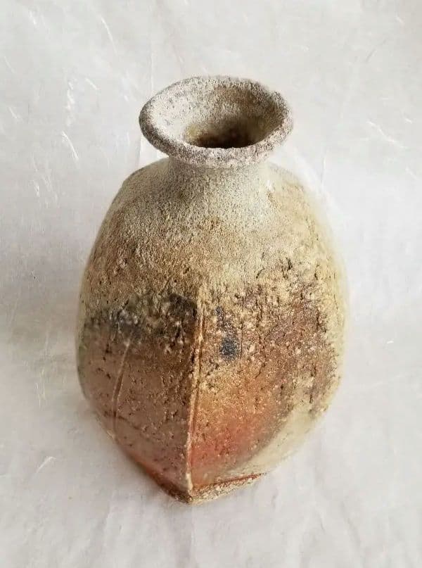 信楽自然釉面取花入 (未使用 新品同様)