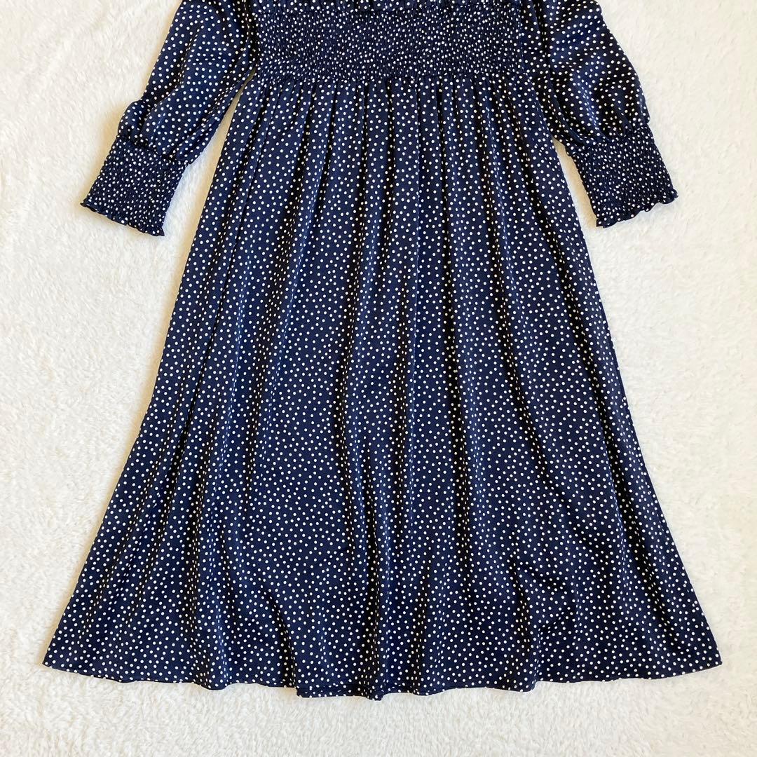 【極美品】 ロイスクレヨン ロングワンピース 長袖　ドット ギャザー ハイネック