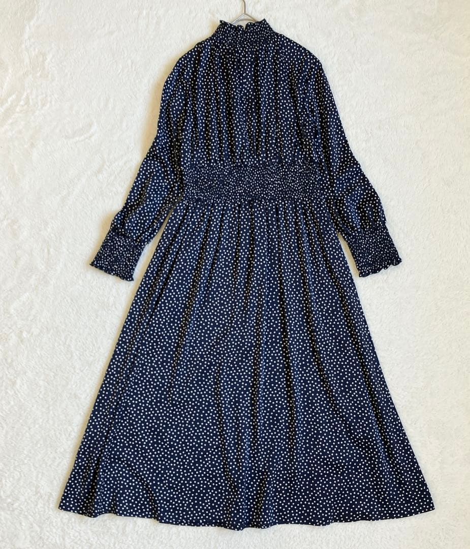 【極美品】 ロイスクレヨン ロングワンピース 長袖　ドット ギャザー ハイネック