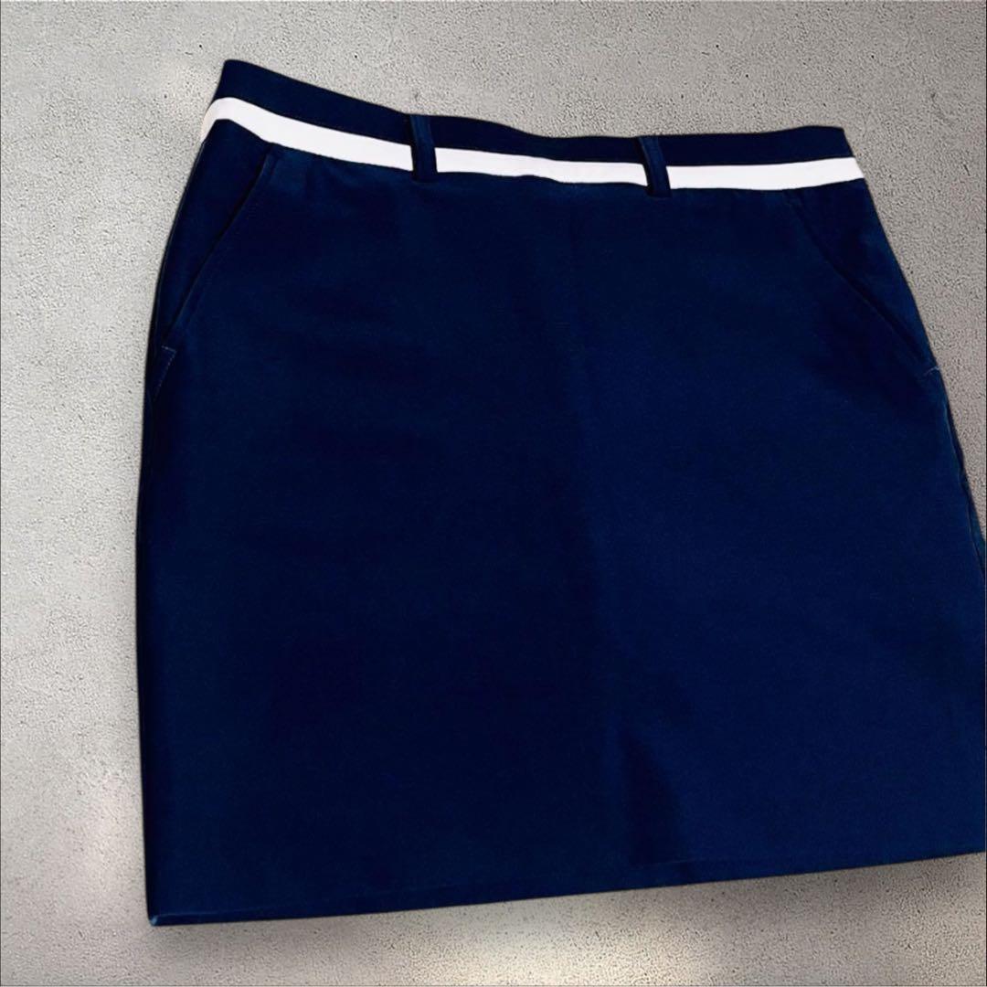 LL【TaylorMade】美品 ゴルフ スカート 紺白 パンツ付 ロゴ 希少