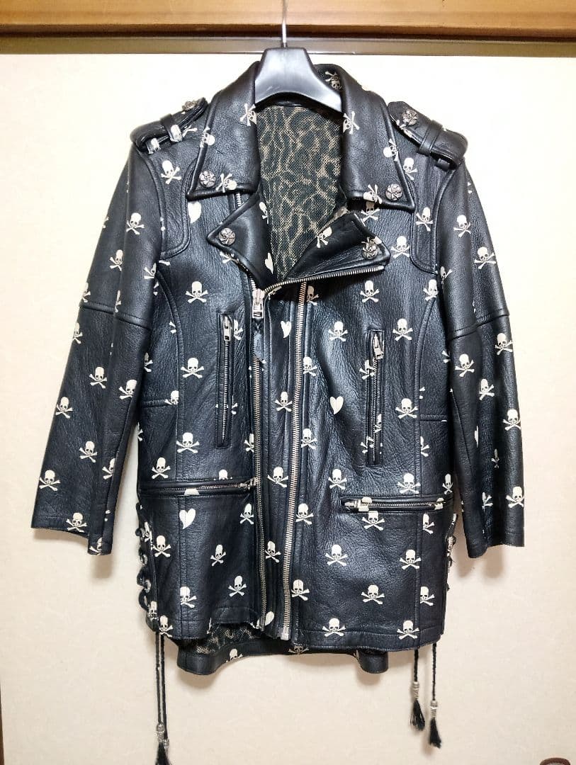 Roen スカル レザー ダブルライダースジャケット 表記サンプル品