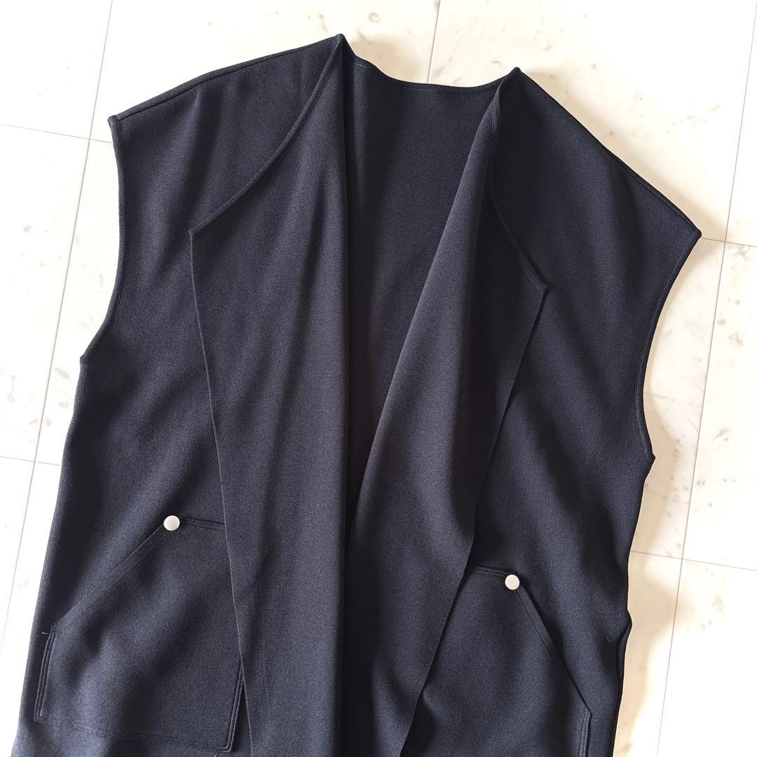 n*a様 美品 ダーマコレクション ミラノリブ ロングニットジレ 洗える ブラッ