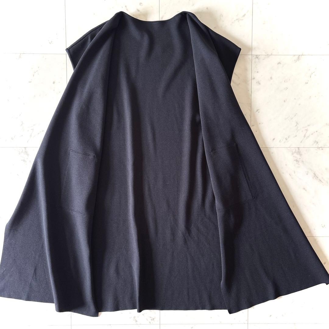 n*a様 美品 ダーマコレクション ミラノリブ ロングニットジレ 洗える ブラッ