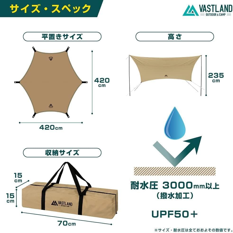 【未使用】VASTLAND 420cm×420cm ヘキサタープ 付属品多数