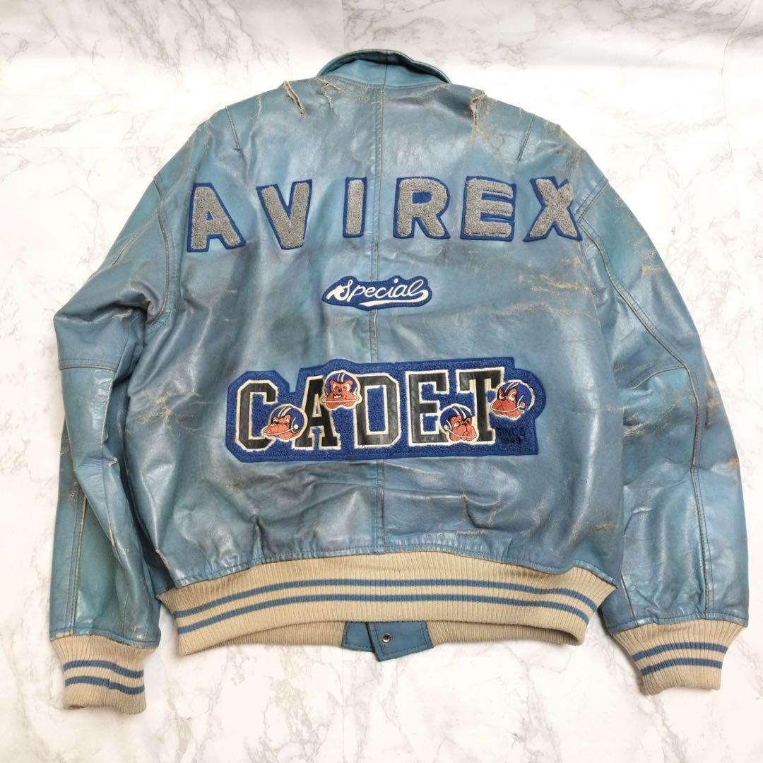希少 AVIREX CADET ミリタリー レザー スタジャン TOPGUN