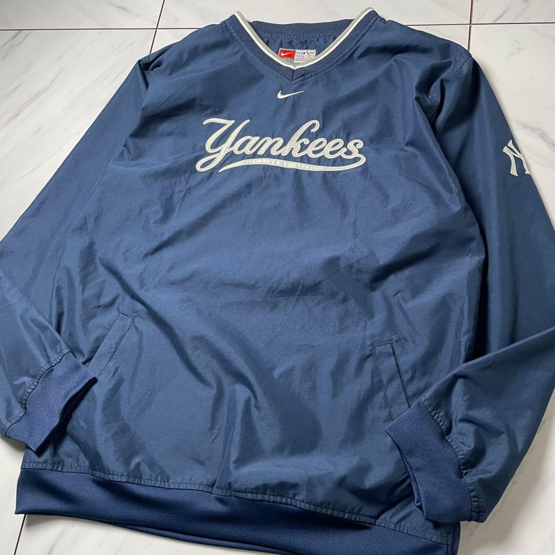 XL Yankees NIKE プルオーバー ナイロンジャケット 刺繍 ネイビー