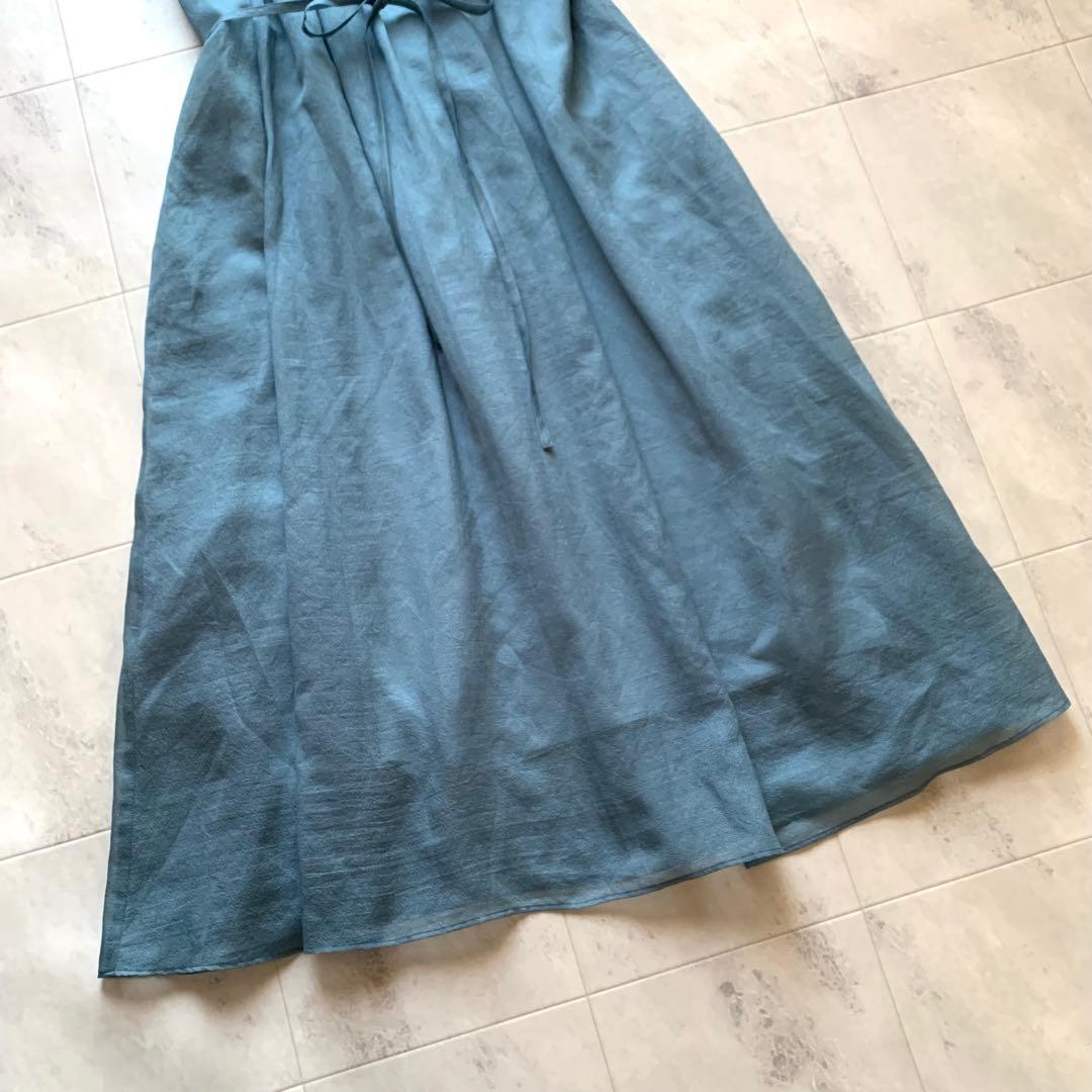 美品♡ダーマコレクション マキシ丈 ノースリーブ ワンピース ベルト ブルー 3