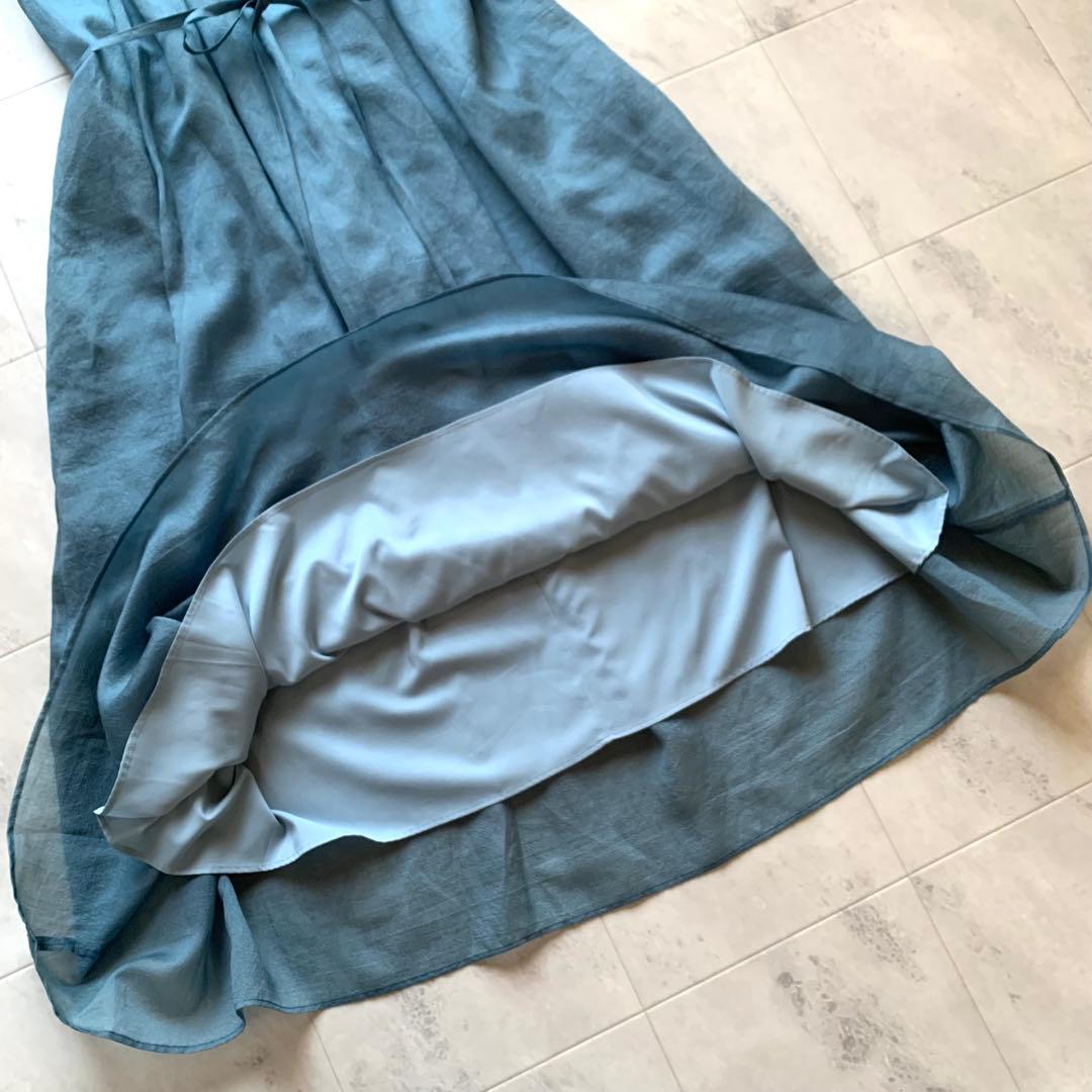 美品♡ダーマコレクション マキシ丈 ノースリーブ ワンピース ベルト ブルー 3