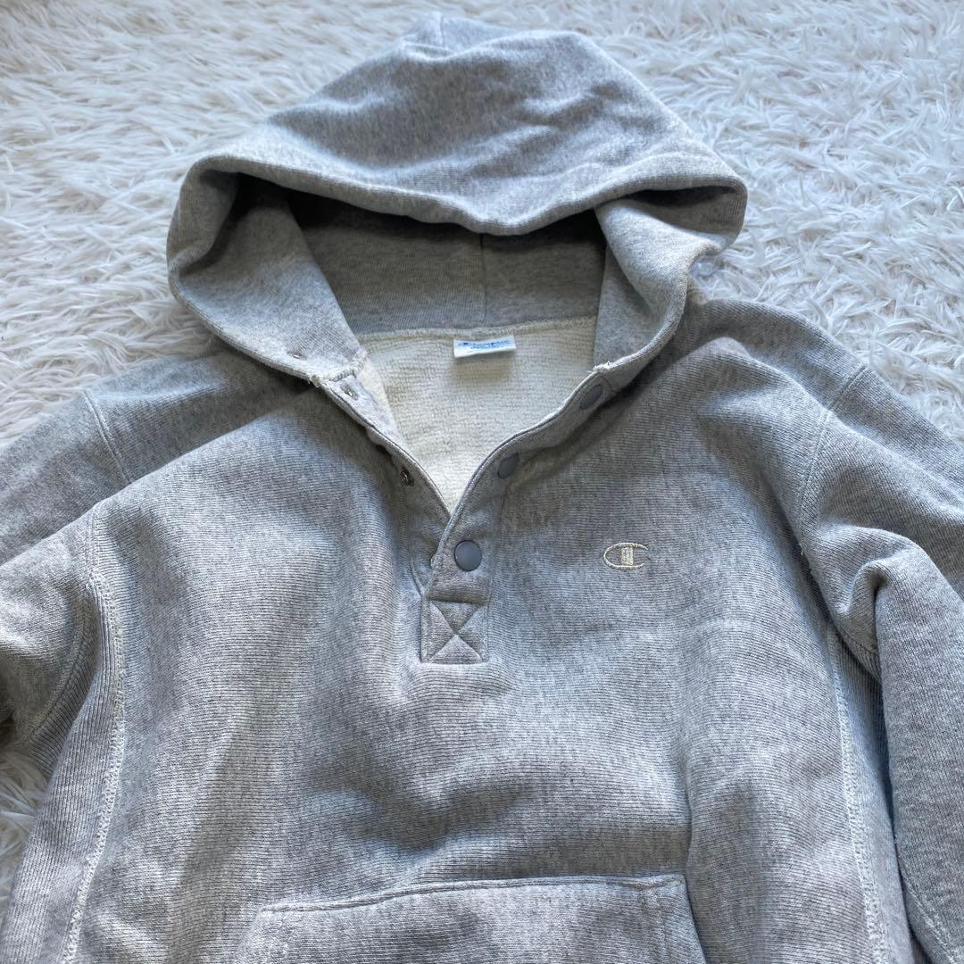 Champion チャンピオン　パーカー　グレー　ハーフボタン　リバースウィーブ