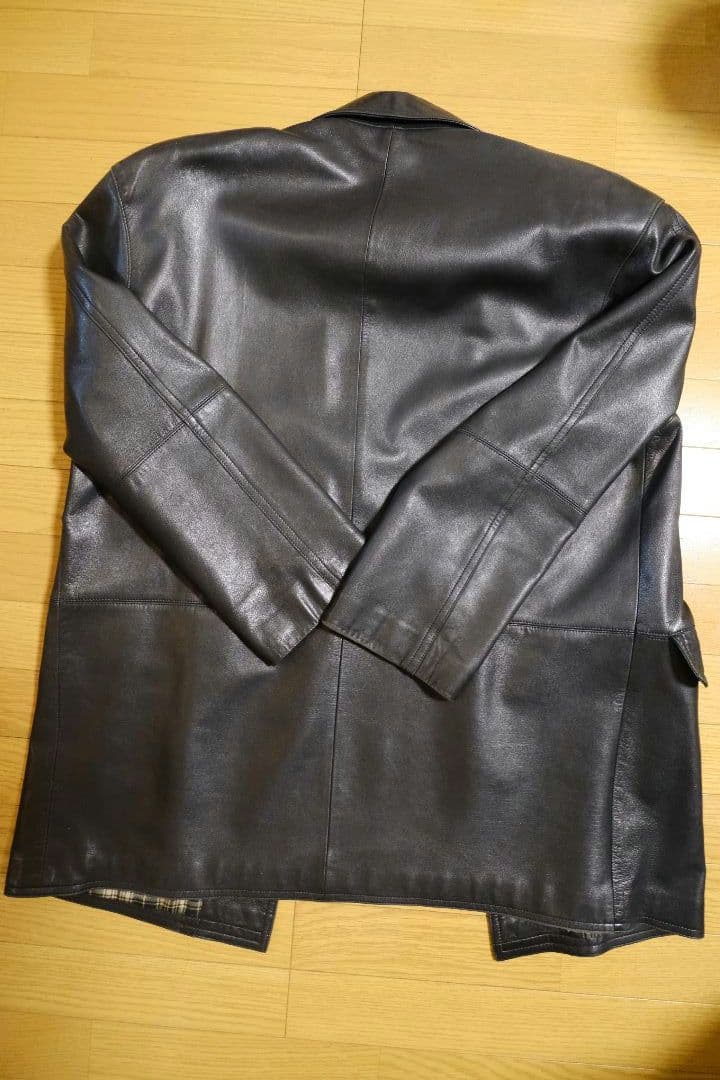 LANVIN Studio PARIS 羊革レザーコート黒 ロング丈 50-36