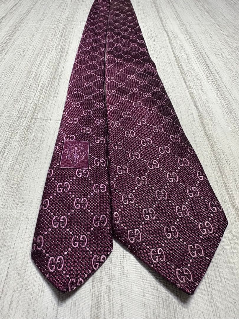 【良品】GUCCI グッチ ネクタイ GGパターン レッド