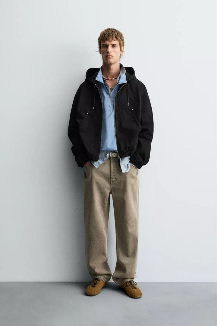 ZARA ザラ ウォッシュド フード付きジャケット XL