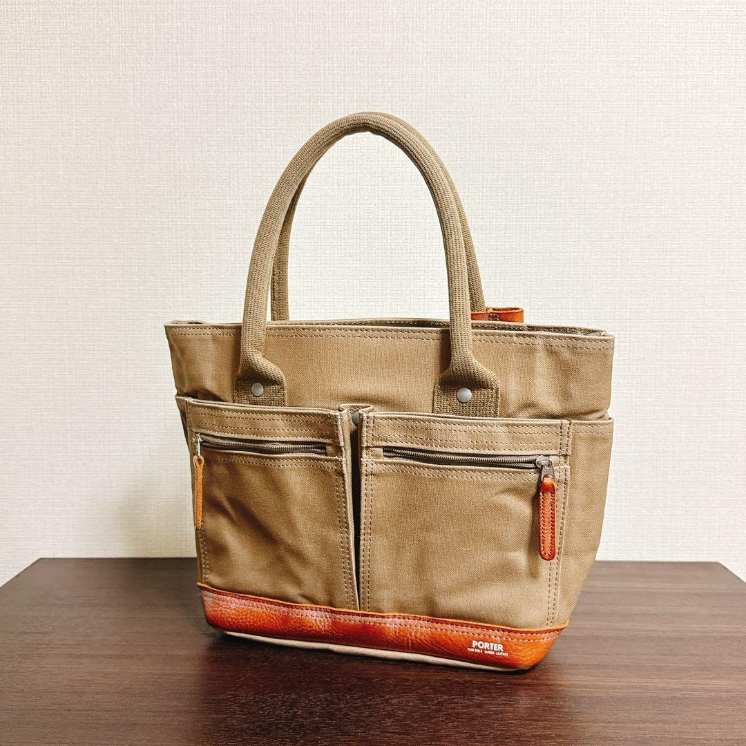 PORTER ポーター キャンバス×レザー トートバッグ ベージュ