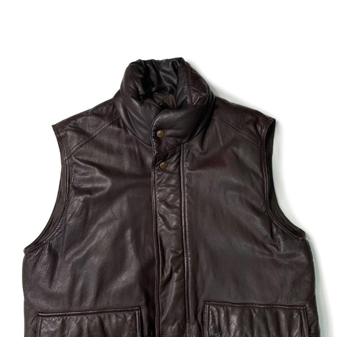 80’s Eddie Bauer 黒タグ レザーダウンベスト グースダウン