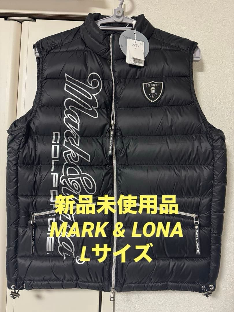 【新品】MARK & LONA ダウンベスト 　スカル ワッペン 黒 ゴルフ