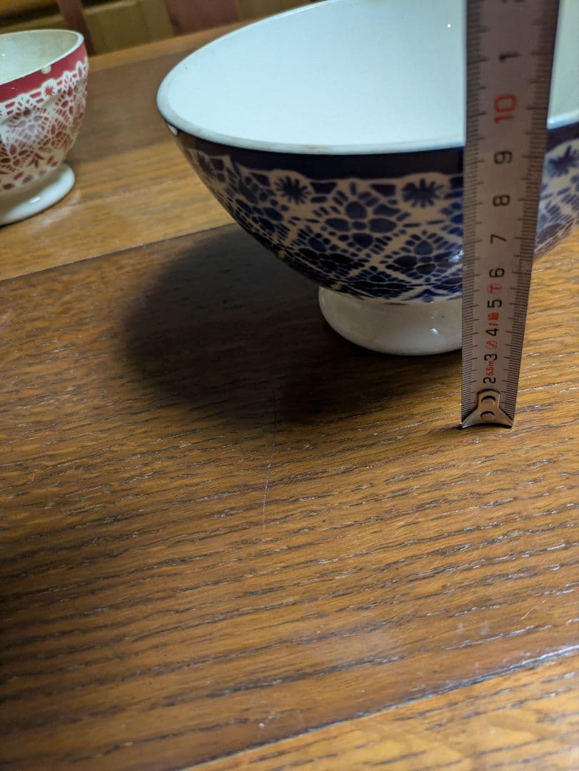 アンティーク　フランス製 カフェオレボウル　レース柄