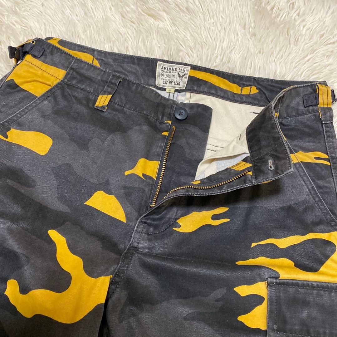 アヴィレックス　カーゴ　パンツ　ワイド　カモフラ　迷彩柄　総柄　ストレート　L
