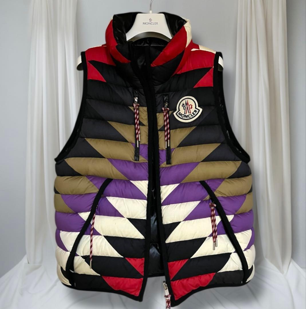 極美 モンクレール MONCLER ダウンベスト ブラック/マルチ リバーシブル