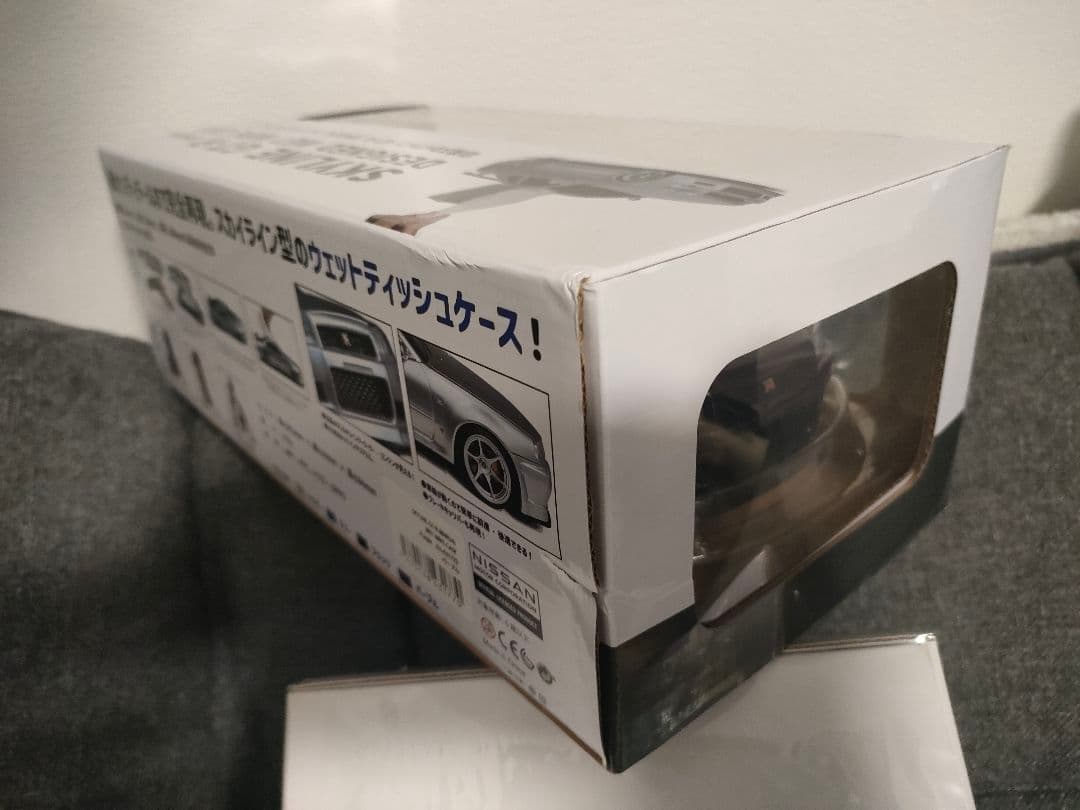 日産スカイライン　GT-R　R34　ウエットティッシュケース　パープル　ミニカー