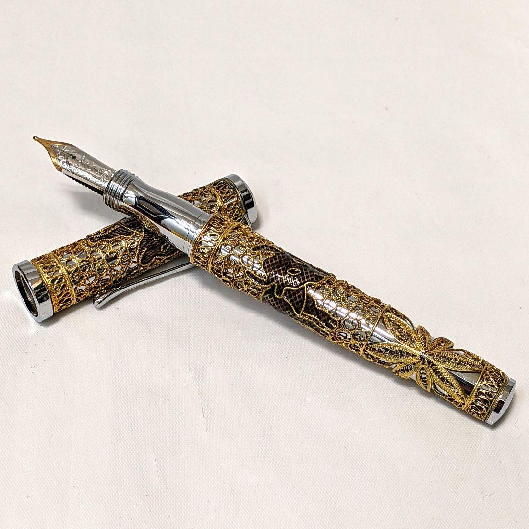 金星 GOLD STAR 万年筆 18K 750 ウシ ゴールド ブラウン 丑