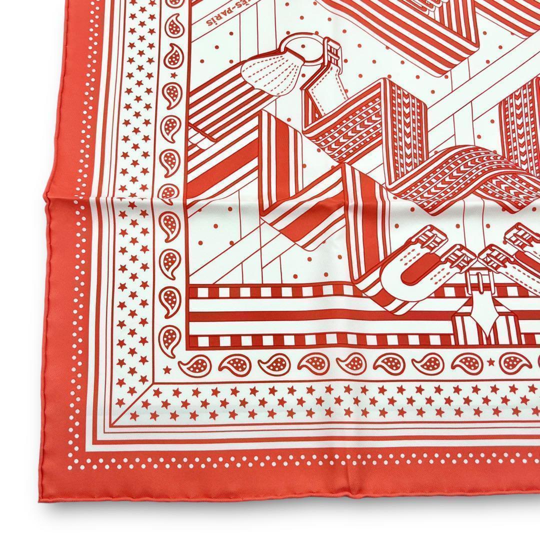 【未使用品】HERMES カレ55 ジグザグのサンダル スカーフ 赤