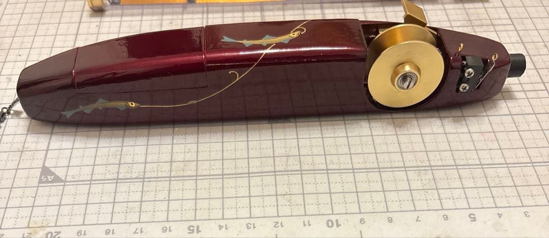 Ｋ-ＺＡＮ ワカサギ電動リール　漆塗り　金蒔絵　穂先付き