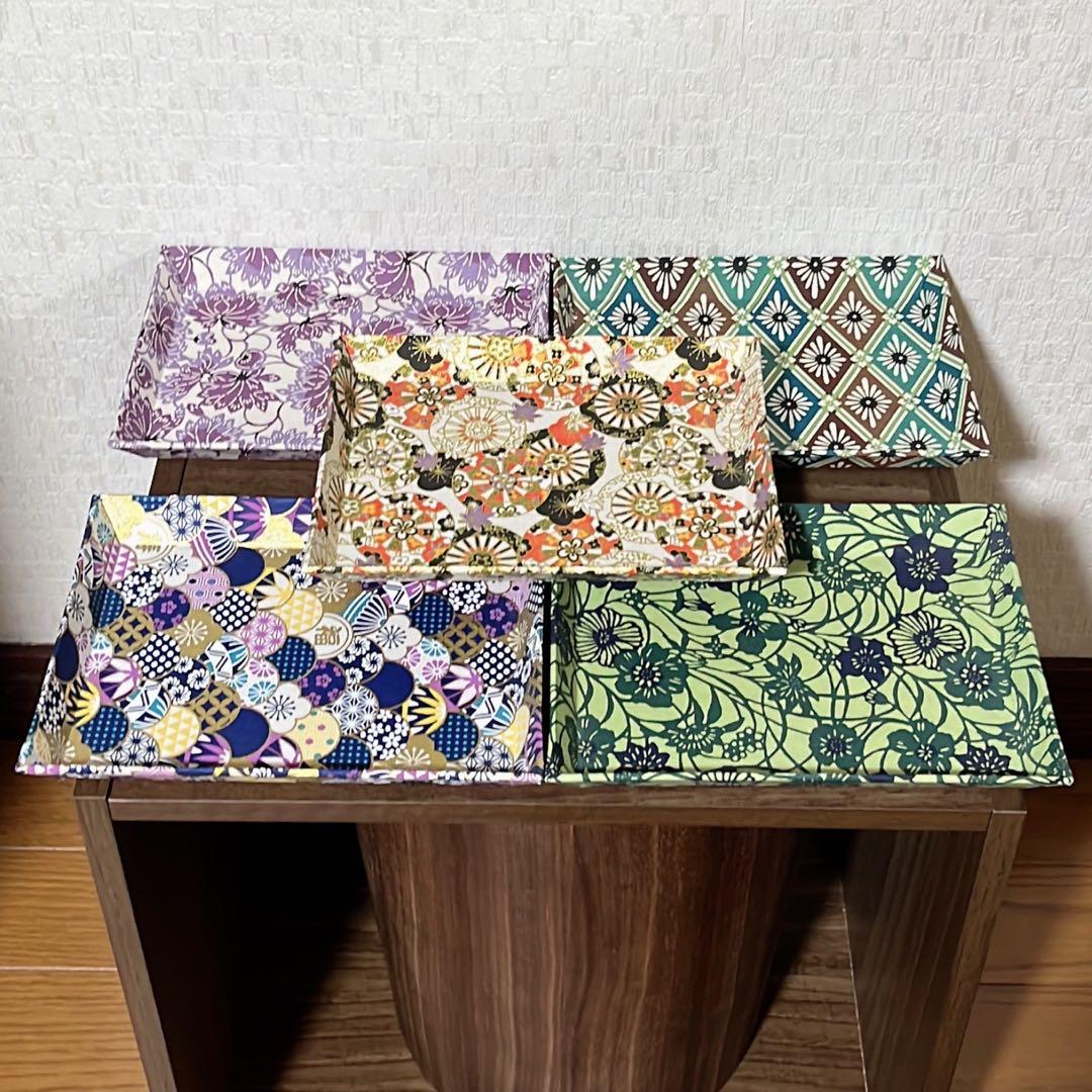 【京都】和紙 フリーボックス トレー 和柄 9点セット 美品 和小物 和雑貨