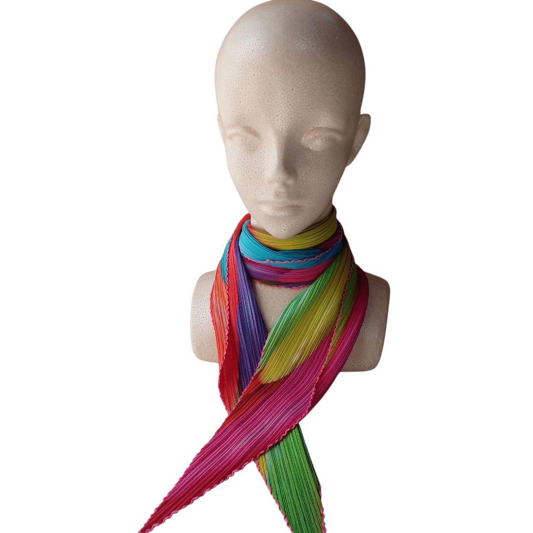 ISSEY MIYAKE PLEATSPLEASEスカーフマルチカラー美品