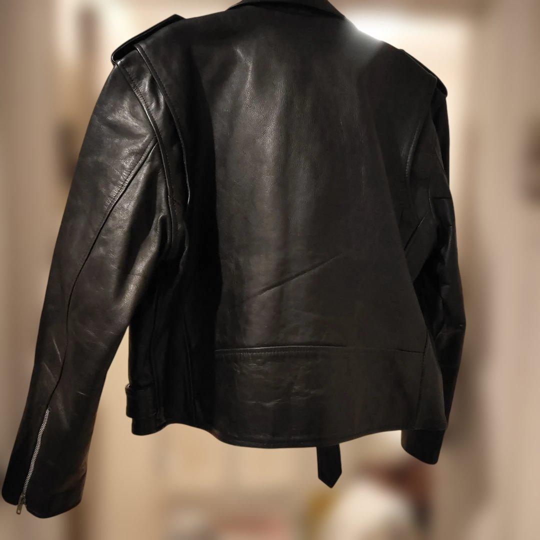 Lサイズ 本革 ダブルライダース 牛革 ブラック バイカー レザージャケット