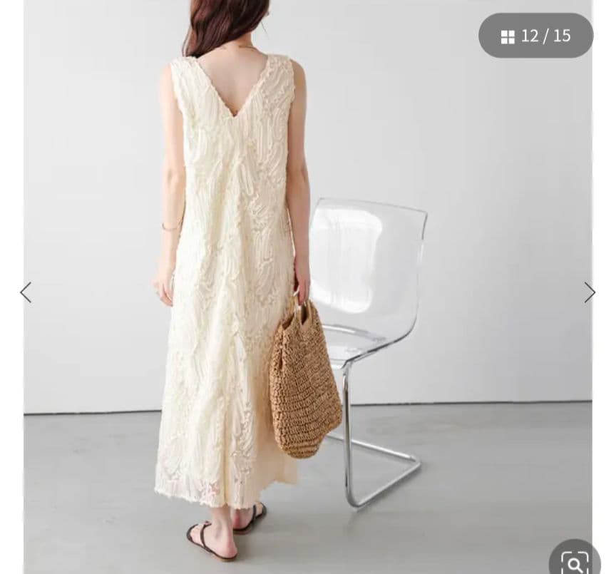 AMELY バテンレースワンピース 　アイボリー